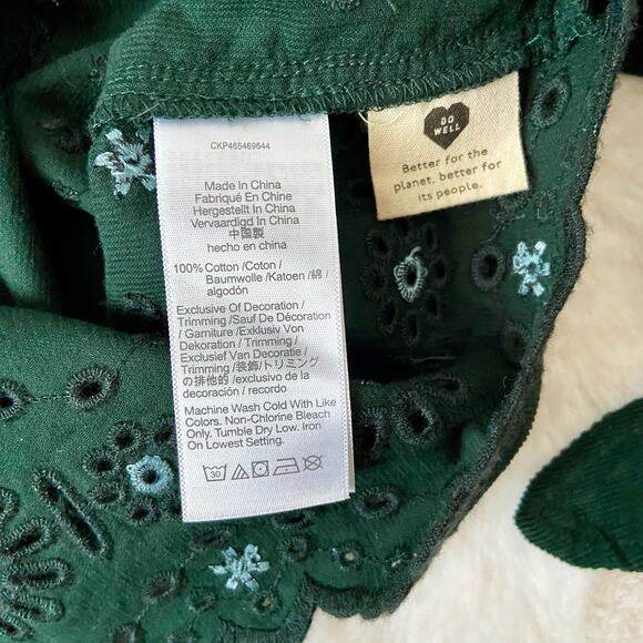 Madewell Green Corduroy Eyelet Blouse Size Medium - Picture 5 of 6